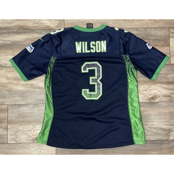 Russell Wilson Seattle Seahawks NFL Jersey Shirt Boys L Navy Blue On Field Nike - Picture 4 of 4